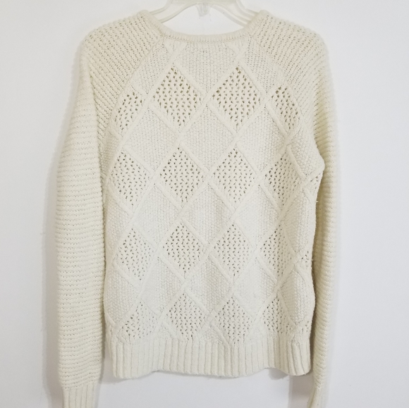 AMERICAN EAGLE Ivory Diamond Knit Sweater Size S - Picture 3 of 5